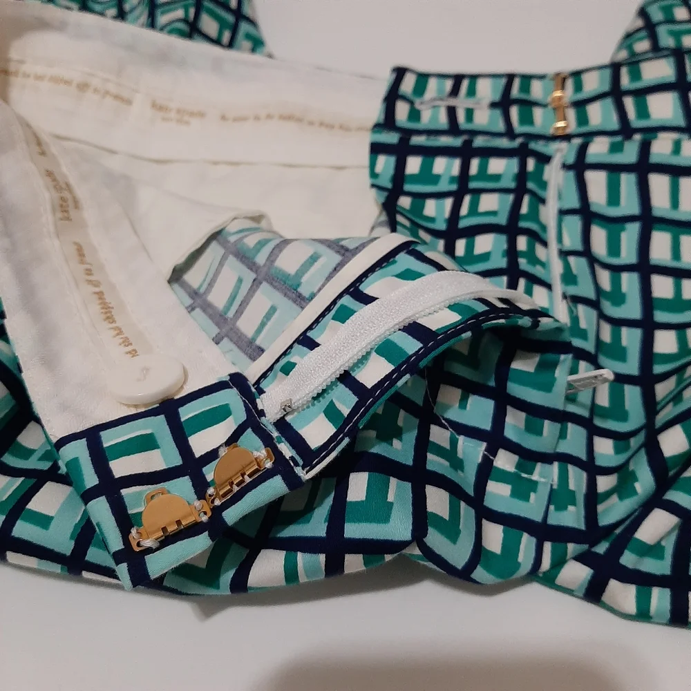 Kate Spade Breeze Block Plaid Cotton Pants Size 6